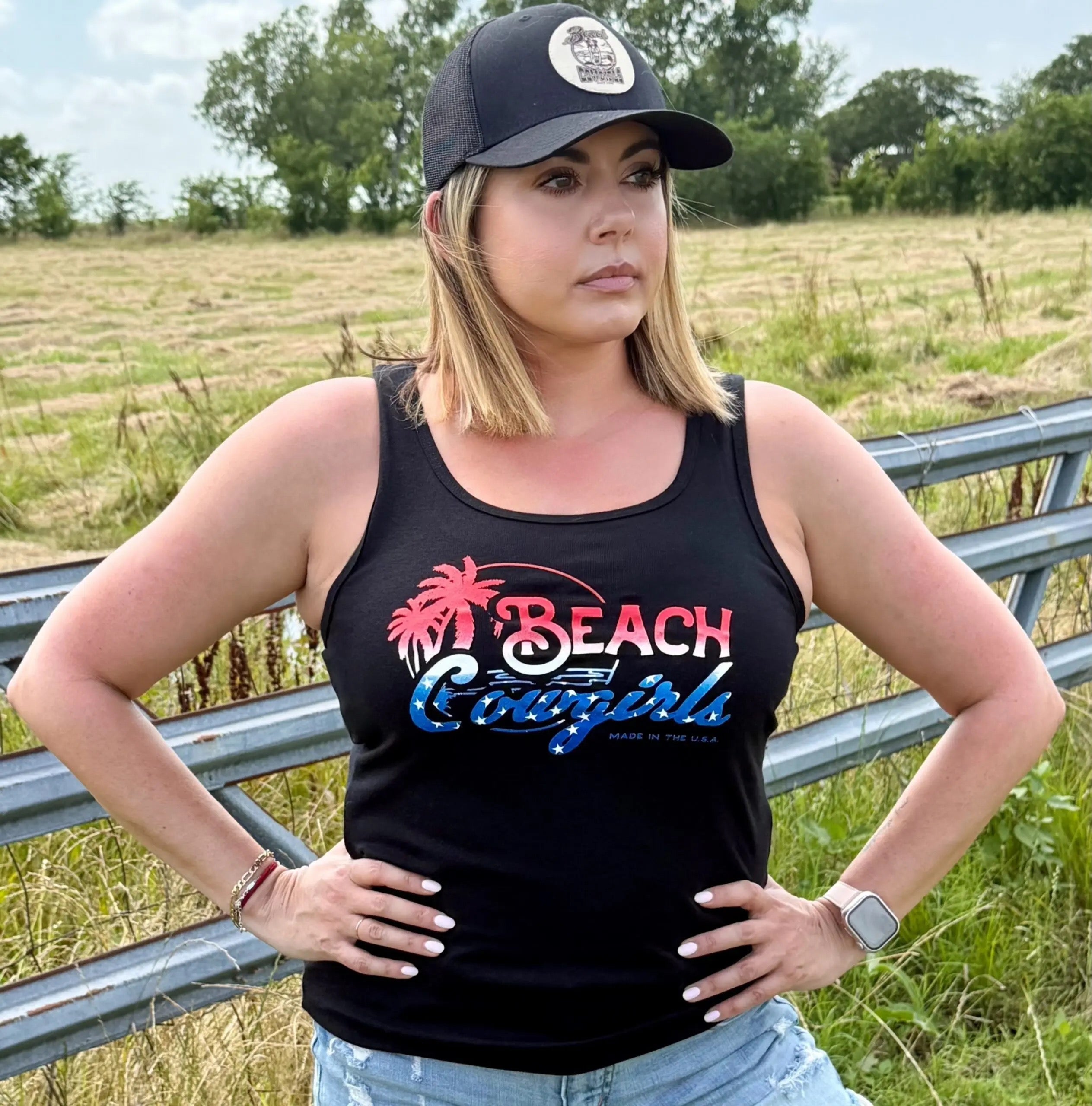 All-American Coastal Graphic Tank for Women | Beach Cowgirls