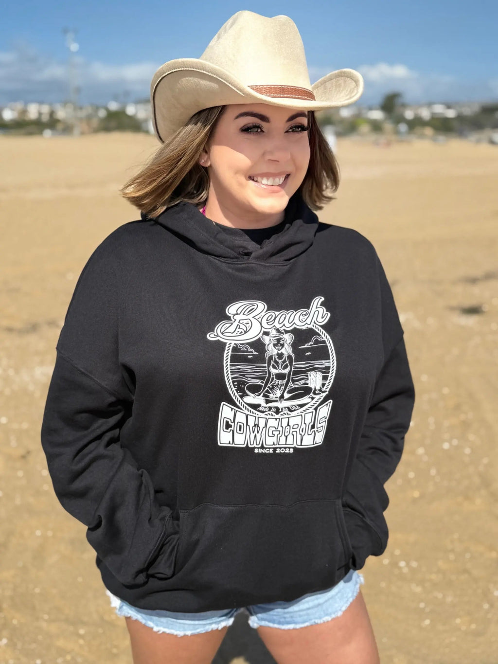 Simple Coastal Logo Hoodie for Women | Beach Cowgirls