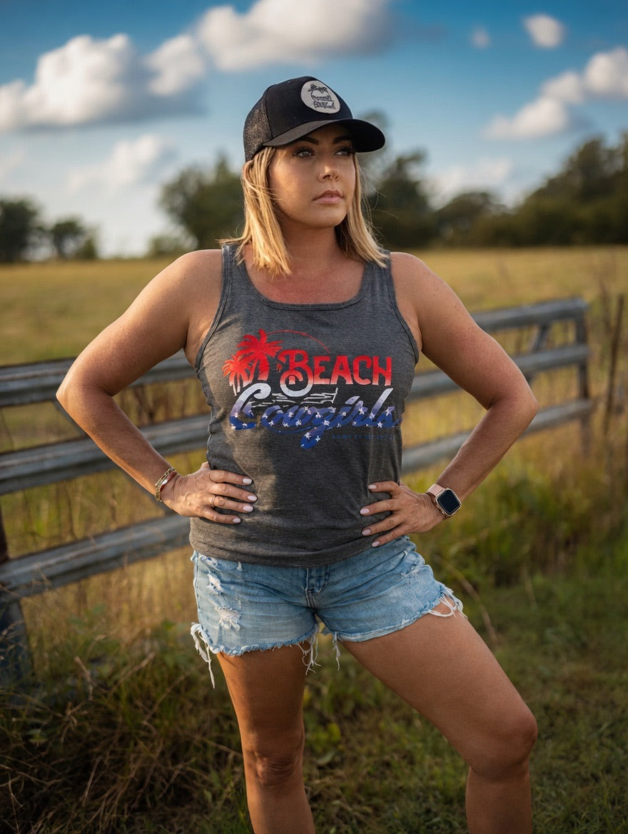All-American Coastal Graphic Tank for Women | Beach Cowgirls