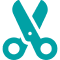 An icon of blue scissors on a white background.